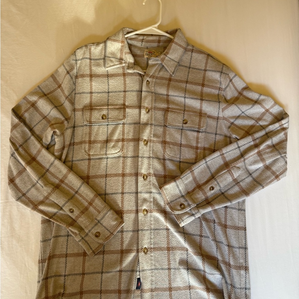Faherty Beige and Brown Plaid “Sweater” Shirt